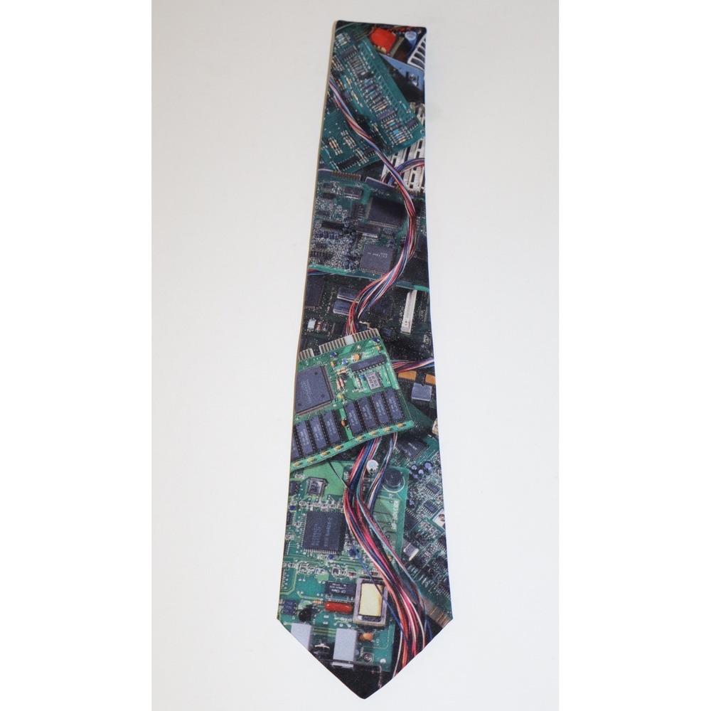 Ralph Marlin Vintage 1994 Computer Circuit Board Tie Mens Geek Tech IT Novelty